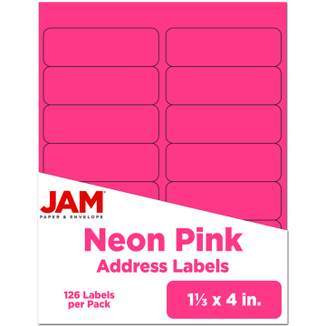 1 1/3 x 4 Address Labels - Neon Pink