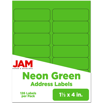 1 1/3 x 4 Address Labels - Neon Green
