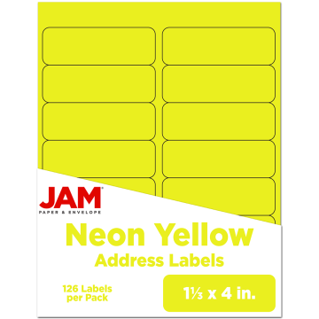 1 1/3 x 4 Address Labels - Neon Yellow