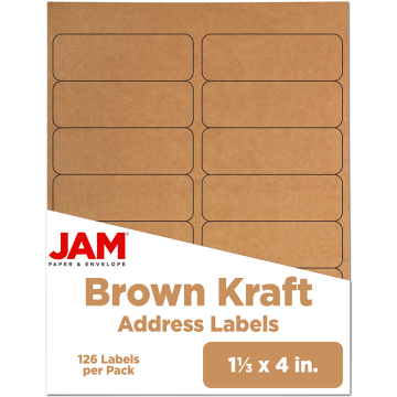 1 1/3 x 4 Address Labels - Brown Kraft