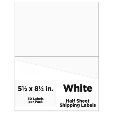 5 1/2 x 8 1/2 Half Sheet Shipping Labels - White