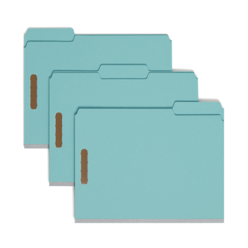 Pressboard Fastener File Folders, 1 inch Expansion - Gray/Green / Letter / 25