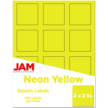 2 x 2 Square Labels - Neon Yellow