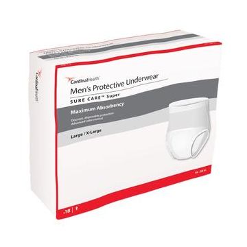 Cardinal Health Men's Protective Underwear, Sure Care Super - Medium 32 - 44 95 - 185 lbs / Package (20 Each)