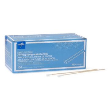 Swabstick Cotton Tip Wood Shaft 6 Inch Sterile 2 per Pack - 6 Inch / Box of 100