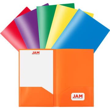 9 x 14 1/2 Plastic Pop Legal Folders - Pack of 6 - Assorted Primary