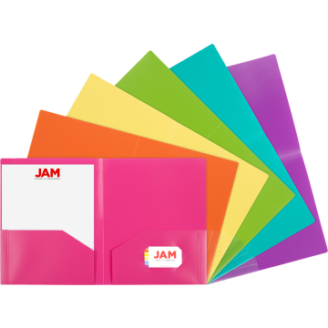 9 x 12 Plastic Heavy Duty Folders - 6 Pack - Assorted Fashion
