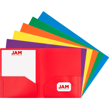 9 x 12 Plastic Heavy Duty Folders - 6 Pack - Assorted Primary