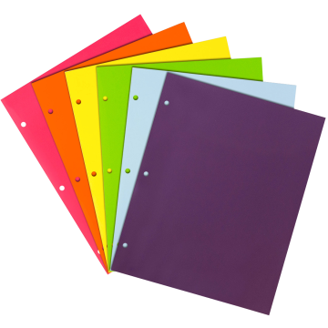 9 x 12 Glossy 3 Hole Punch Folders - 6 Pack - Assorted Fashion