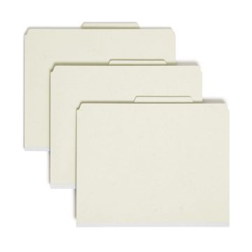 SafeSHIELD Pressboard Classification File Folders, 3 Dividers, 3 inch Expansion, 2/5-Cut Tab - Red / Letter / 10