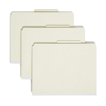 SafeSHIELD Pressboard Classification File Folders, 3 Dividers, 3 inch Expansion, 2/5-Cut Tab - Red / Letter / 10