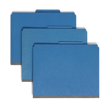 SafeSHIELD Pressboard Classification File Folders with Pocket Dividers - Yellow / Legal / 10