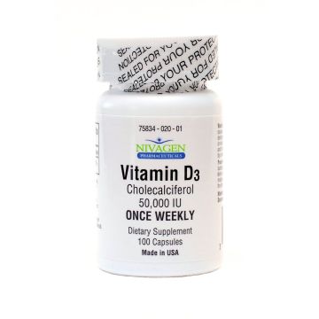NIVAGEN Supplements & Health - Vitamin D3 50,000 IU, 100 Capsules