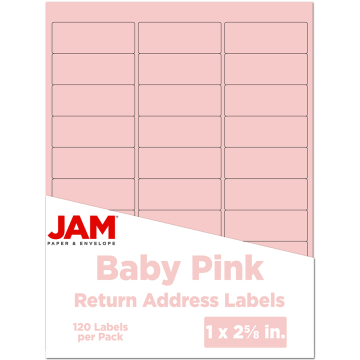 1 x 2 5/8 Return Address Labels - Baby Pink