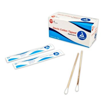 Swabsticks Cotton Tip Wood Shaft 6 Inch Sterile - Box by Dynarex - 100 / Box