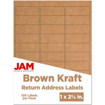 1 x 2 5/8 Return Address Labels - Brown Kraft