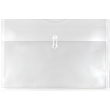 12 x 18 Booklet Plastic Envelopes with Button & String - Clear