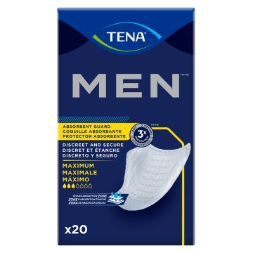 Bladder Control Pad TENA® Men™ Maximum 8 Inch Length Heavy Absorbency Dry-Fast Core™ One Size Fits Most - Bag of 20