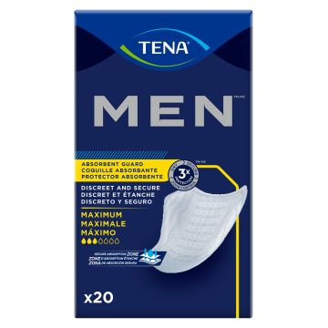 Bladder Control Pad TENA® Men™ Maximum 8 Inch Length Heavy Absorbency Dry-Fast Core™ One Size Fits Most - Bag of 20