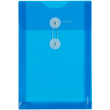 6 1/4 x 9 1/4 Open End Plastic Envelopes with Button & String - Blue