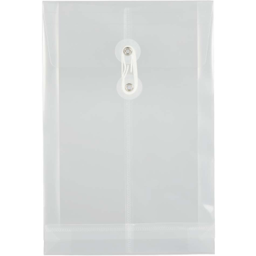 6 1/4 x 9 1/4 Open End Plastic Envelopes with Button & String - Clear
