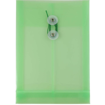 6 1/4 x 9 1/4 Open End Plastic Envelopes with Button & String - Green
