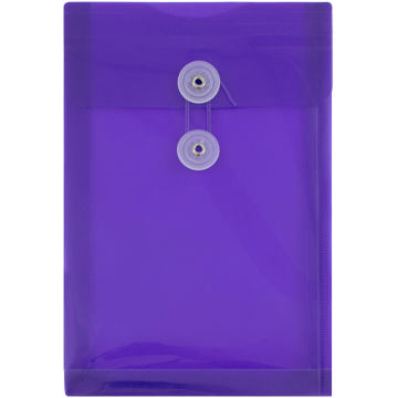 6 1/4 x 9 1/4 Open End Plastic Envelopes with Button & String - Purple