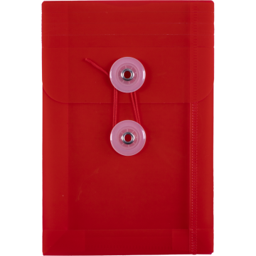4 1/4 x 6 1/4 Open End Plastic Envelopes with Button & String - Red