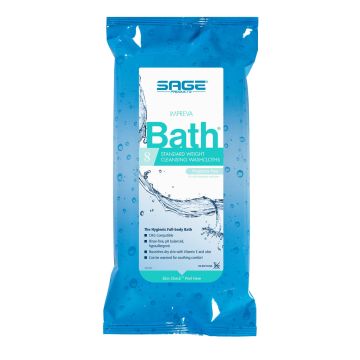 Rinse-Free Bath Wipe Impreva Bath Soft Pack by Sage - Box of 30