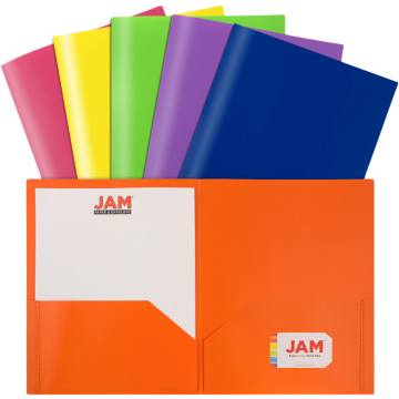 9 x 12 Plastic Pop Folders - 6 Pack - Assorted Primary