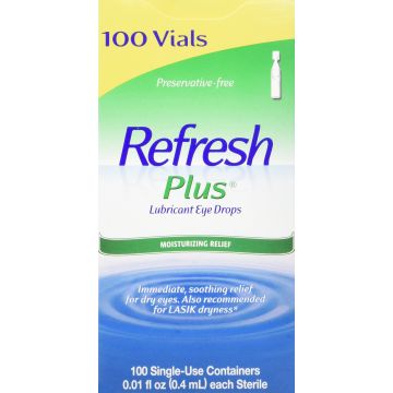 REFRESH PLUS Lubricant Eye Drops, 0.01 fl oz (Pack of 100)