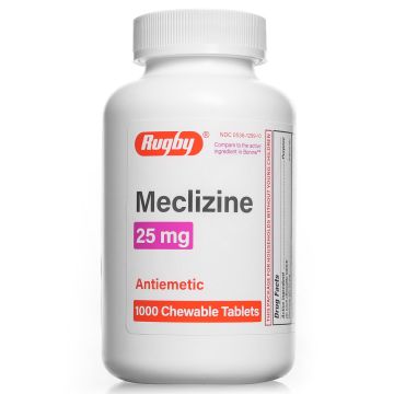 RUGBY Nausea Relief - Meclizine 25mg, 1000 Chewable Tablets (Generic Bonine)