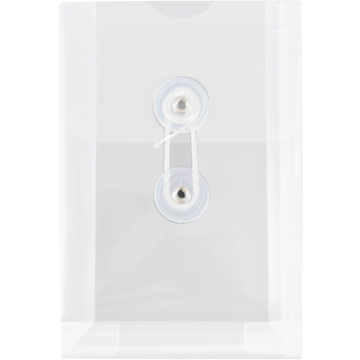 4 1/4 x 6 1/4 Open End Plastic Envelopes with Button & String - Clear
