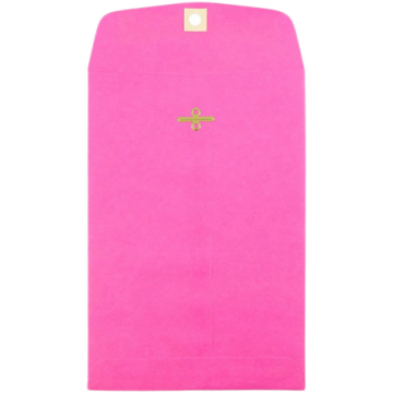6 x 9 Open End Envelopes with Clasp - Fuchsia Pink Magenta 24lb