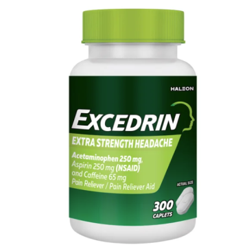 EXCEDRIN Pain Relief - Acetaminophen 250mg & Aspirin 250mg & Caffeine 65mg, 300 Caplets