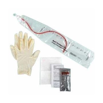 Unisex Red Rubber Intermittent Catheter Kit - Singles - 12 Fr.