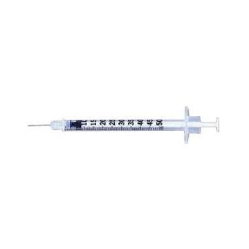 Lo-Dose™ U-100 Insulin Syringe 1/2cc with 28G x 1/2" L Permanently Attached Needle - Box of 100