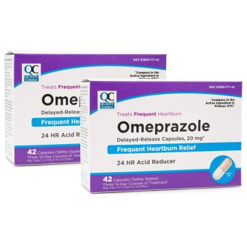 QUALITY CHOICE Acid Reducer - Omeprazole 20mg, 42 Tablets (Generic Prilosec) (Pack of 2)