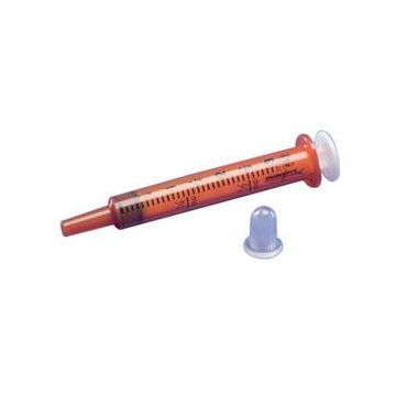 Monoject Oral Medication Syringe with Separate Ribbed Tip Caps - Each / 0.01 mL Increments / 1 mL