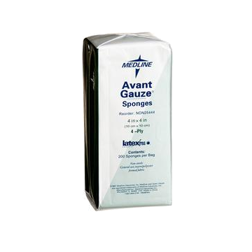 Avant Gauze Dressing Sponges, 4-Ply, 4'' x 4'' - Package of 200