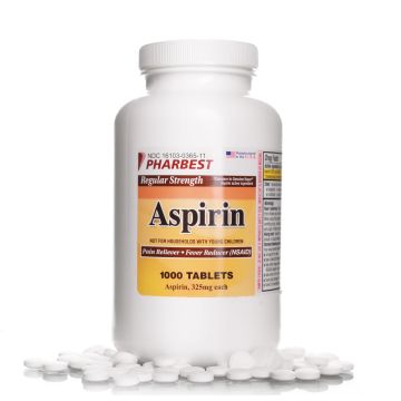 PHARBEST Pain Relief - Aspirin 325mg, 1000 Tablets (Generic Bayer)