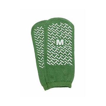 Single Tread Patient Safety Footwear XXL, Green, Exterior Terrycloth