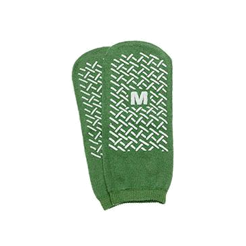 Single Tread Patient Safety Footwear XXL, Green, Exterior Terrycloth