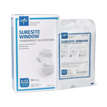 Suresite Transparent Window Film Dressing by Medline - 4 X 4 1/2 Inch W Square Shape Latex-free-Water-proof-Adhesive