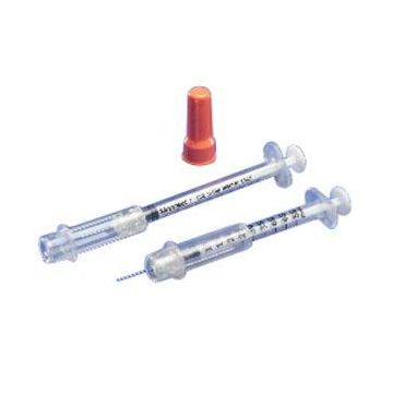 Monoject Insulin Safety Syringe with Accu-tip by Covidien/Kendal l- Box of 100 - 29G x 1/2 inch, 1 mL.
