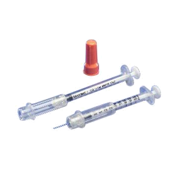 Monoject Insulin Safety Syringe with Accu-tip by Covidien/Kendal l- Box of 100 - 29G x 1/2 inch, 1 mL.
