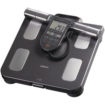 Total Body Composition Analyzer Step On OMRON® LCD Display 330 lbs. Black / Silver Battery Operated