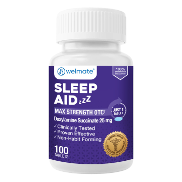 WELMATE Sleep Aid - Doxylamine Succinate 25mg, 100 Tablets (Generic Unisom)