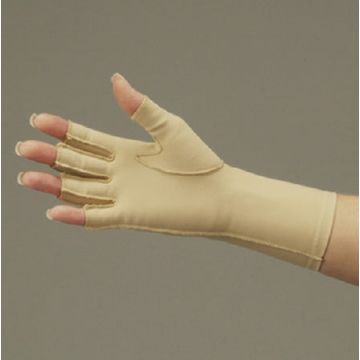 Compression Glove Open Finger Over-the-Wrist Length Left Hand Stretch Fabric - Left X-Small