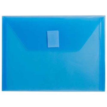 5 1/2 x 7 1/2 Index Booklet Plastic Envelopes with Hook and Loop Closure - Blue